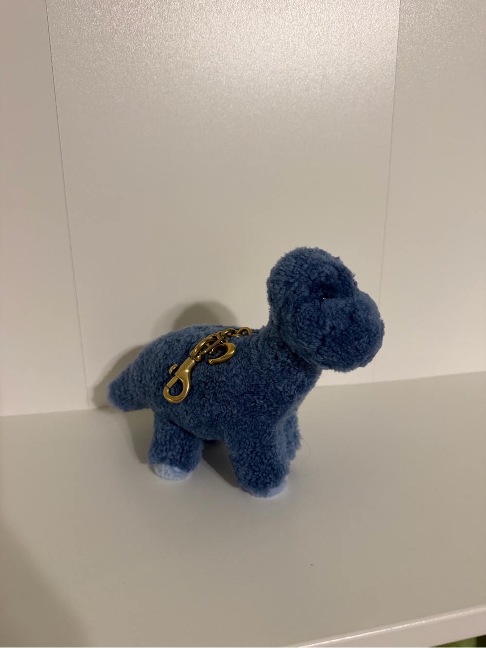 Coach blue long neck dino Keychain Charm with Gold Hardware